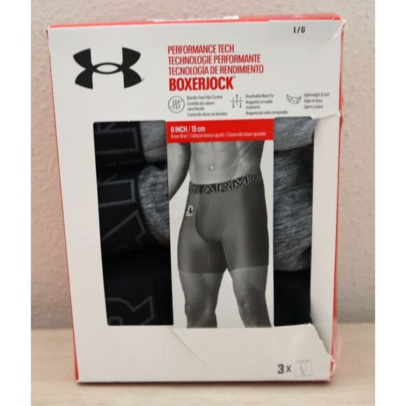 Under Armour UUSHJ823-053 Men's Sz L Multi Tech 6" Boxerjock Briefs, 3-Pack - Picture 1 of 5